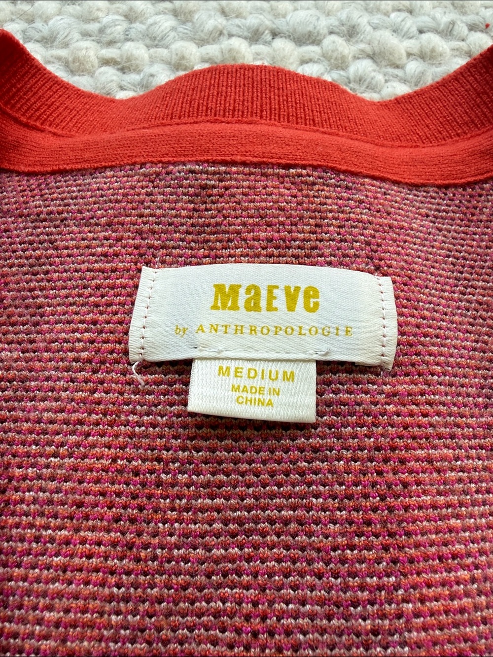Maeve by AnthropologieRed Orange Pink Purple Retro Geometric V-Neck Sweater Vest - Picture 2 of 2